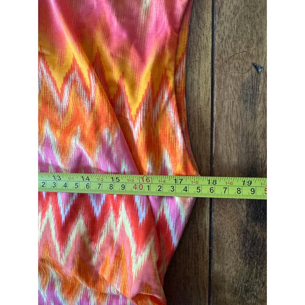 Vince Camuto Women’s L Orange Pink Zigzag Print Sleeveless Top - Picture 6 of 8